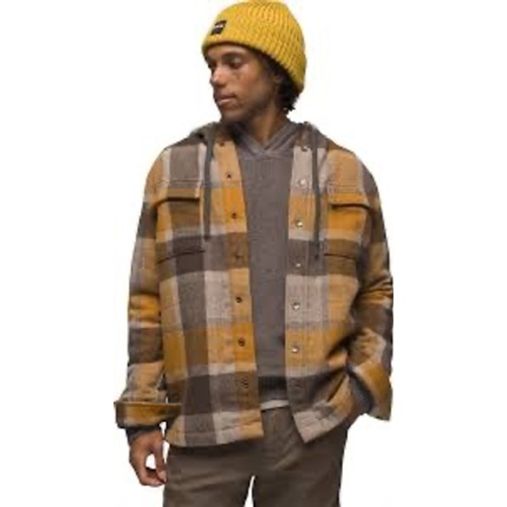 Prana Asgard Hooded‎ Quilted Lined Plaid Flannel Jacket Warm Size M Wool Blend